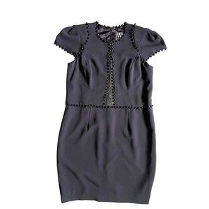 Lucian Matis Womens Pearl Embellished Dress With Lace Cut Size 8 Black Designer